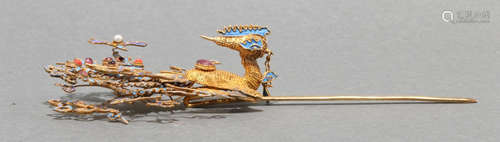 GILT SILVER HAIRPIN SHAPED WITH PHOENIX