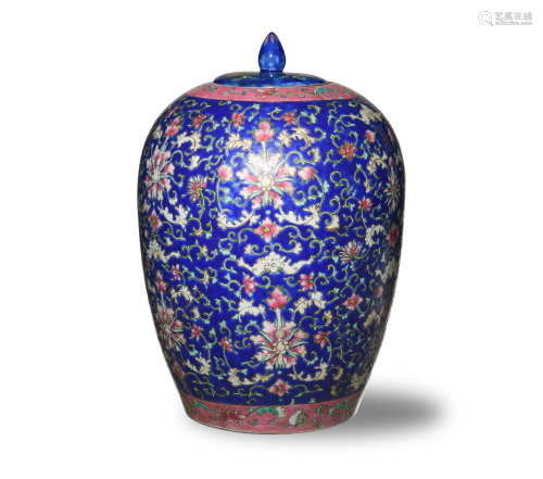 Chinese Blue Ground Ginger Jar