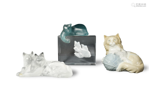 Daum Crystal, Lalique Crystal & Lladro Cats