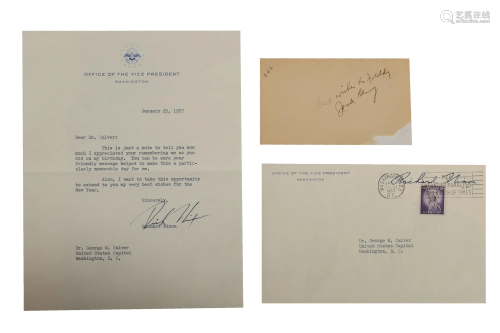 1957 VP Richard Nixon TLS, Jack Benny Autograph