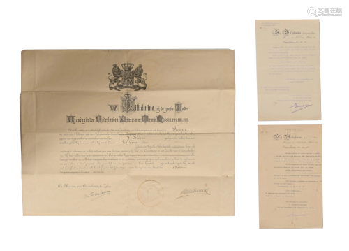1907 Queen Wilhelmina Signed Consular Appointment