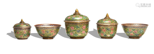 5 Chinese Export Thai Benjarong Porcelain