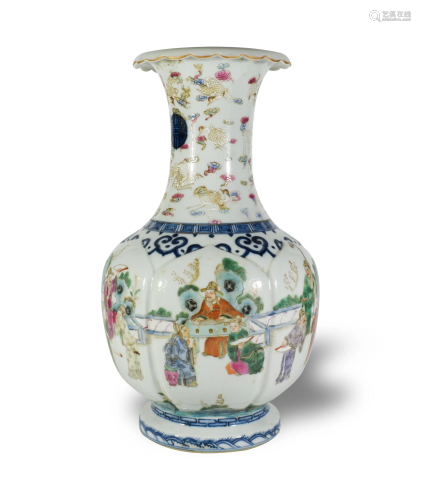 Chinese Vase with Scholars and Cranes, 20th Century