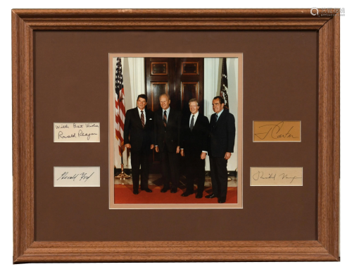Color Photo and Autographs of Four Presidents