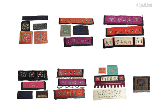 Group of 22 Chinese Embroideries, 19th Century