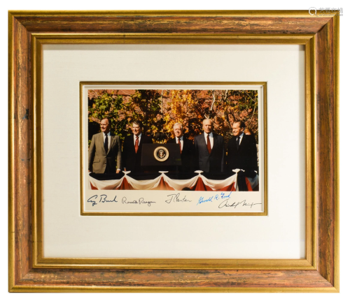 Color Photograph Signed by Five Presidents