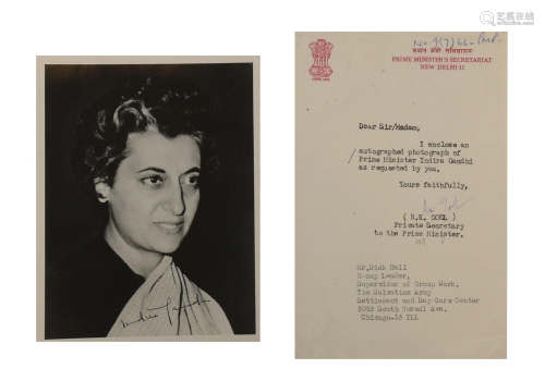 Signed Photo of Indira Gandhi as Prime Minister