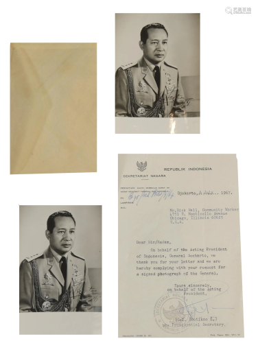 2 Autographed Photos of Suharto, dated 1967
