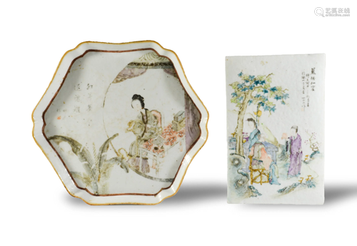 2 Chinese Porcelain Plate and Plaque, 19th C#