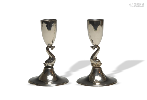Pair Sterling Candle Stands by Juvento Lopez Reyes