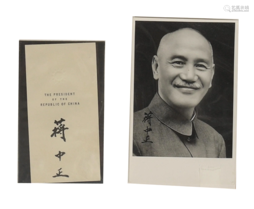 3Chiang Kai-Shek Signed Photo & Paper as President