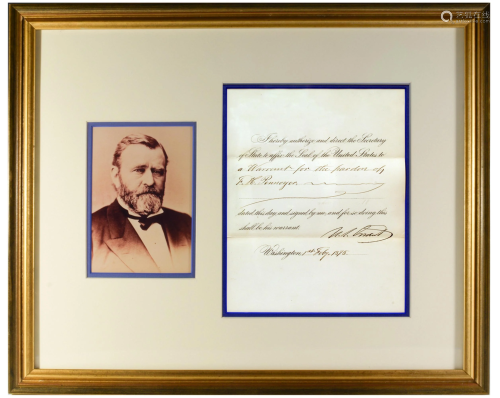 President Ulysses S. Grant Signed Pardon, 1875