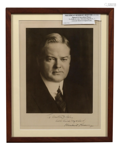 President Herbert Hoover Inscribed & Signed Photo