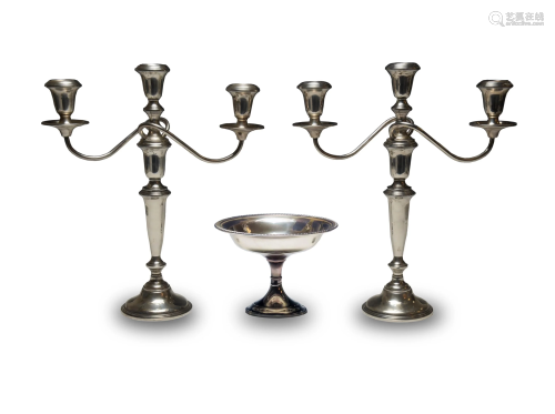 Sterling Candelabra Pair by W. Bell & Co.& Compote