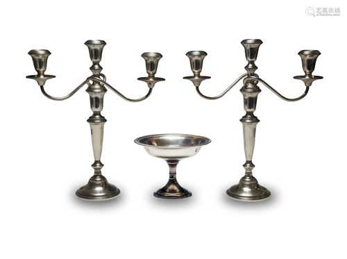 Sterling Candelabra Pair by W. Bell & Co.& Compote