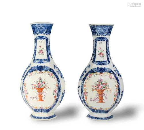 Pair 18th Century Chinese Export Porcelain Vases