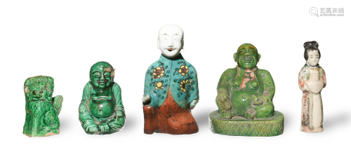 5 Chinese Porcelain Statues, Qing