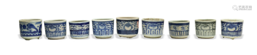 10 Chinese Blue & White Censers, Qing