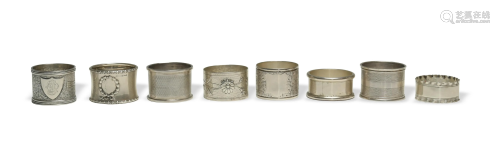 8 English Sterling Silver Napkin Rings