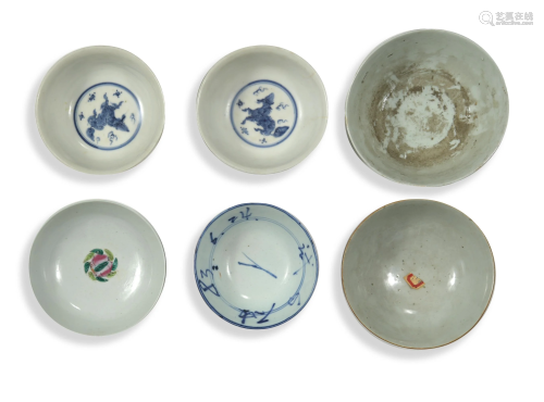 6 Chinese Porcelain Bowls, Qing