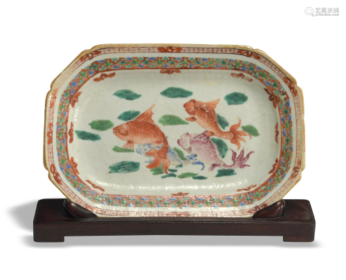 Chinese Export Famille Rose Koi Plate, 19th Century