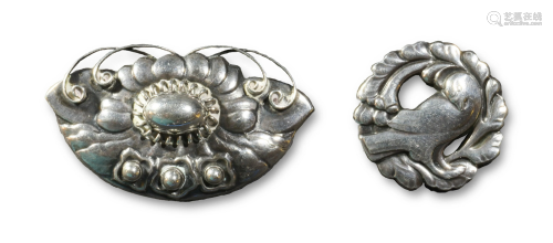 2 Danish Sterling Silver Brooches