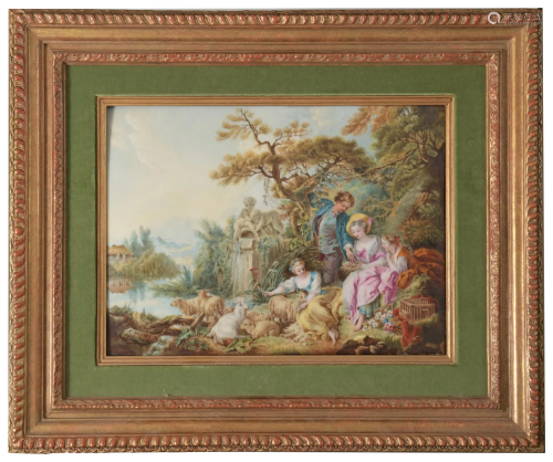 Limoges Porcelain Plaque, M. Boverat after Boucher