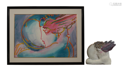 Peter Max Bronze & Litho 'I Love the World' 16/250