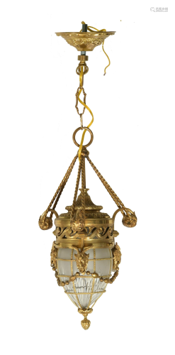French Gilt Bronze Pendant Lamp
