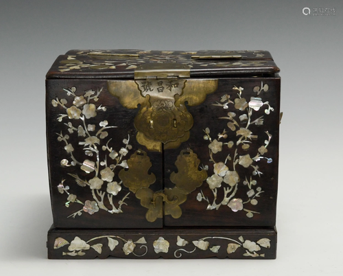 Hardwood Box w/ MOP Inlay, 19th Century