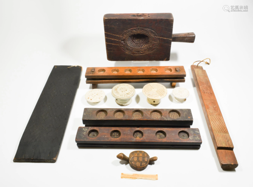 11 Antique Wood & Pottery Cookie & Pastry Presses
