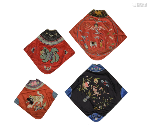 Group of 4 Embroidered Bellybands,19th Century