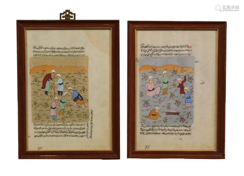 2 Framed Illuminated Manuscript Pages