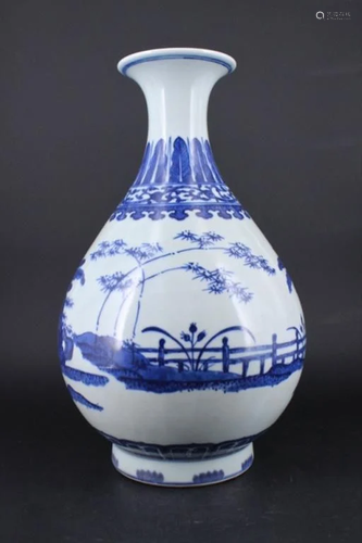 Large Qing Porcelain Blue&White Floral Vase