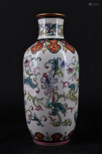 Qing Porcelain Famille Rose Floral Vase