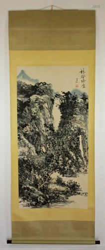 Scrolled Hand Painting signed by Huang Bin Hon