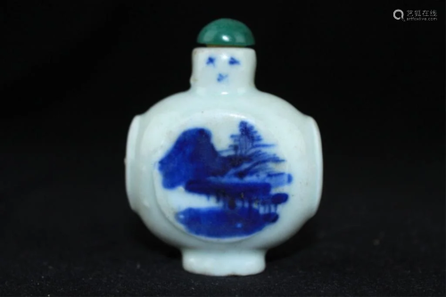 Chinese Qing Porcelain Blue&White Snuff Bottle