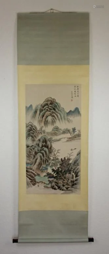 Scrolled Hand Painting signed by Wang Hui