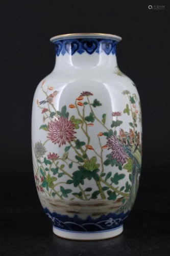 Chinese Qing Porcelain Famille Rose Floral Vase