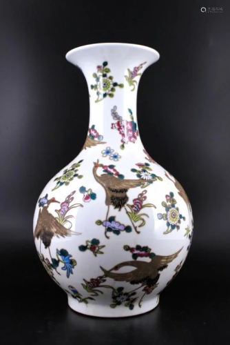 Large Famille Rose Qing Porcelain Vase