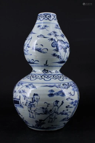 Large Ming Porcelain Blue&White Gourd Vase