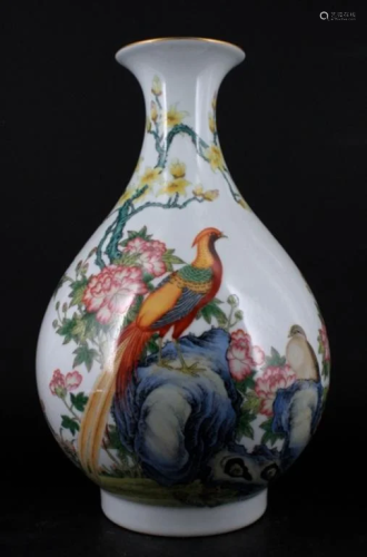 ExtraLarge Qing Porcelain Enamel Phoneix Vase