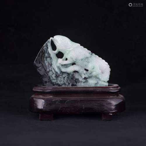 Chinese auspicious jade ornament with base