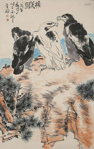 A CHINESE SCROLL PAINTING BY LI KU CHA