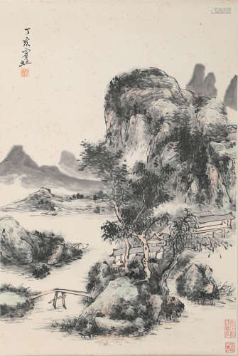A CHINESE SCROLL PAINTING BY HUANG BIN HONG