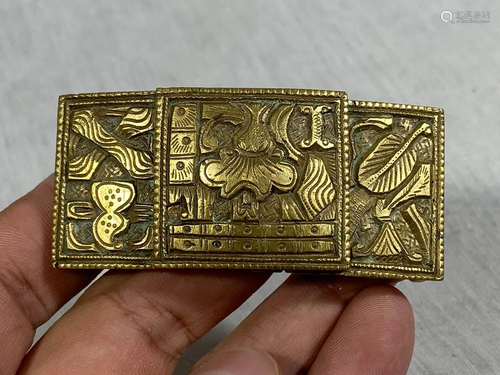 Chinese Gilt Bronze Belt Buckle