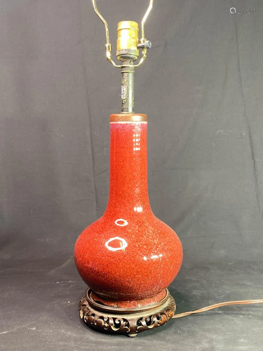 Chinese Oxblood Porcelain Vase Lamp