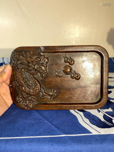 Chinese Rosewood Tray with Dragon