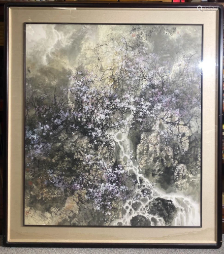 Chinese Japanese Water Color Painting - Oplum Blossom