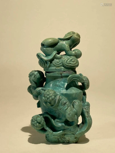 Chinese Carved Turquois Vase - Foolion Design